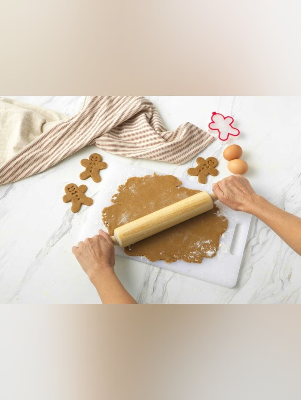 Natural Wood Rolling Pin for Baking - Light Brown
